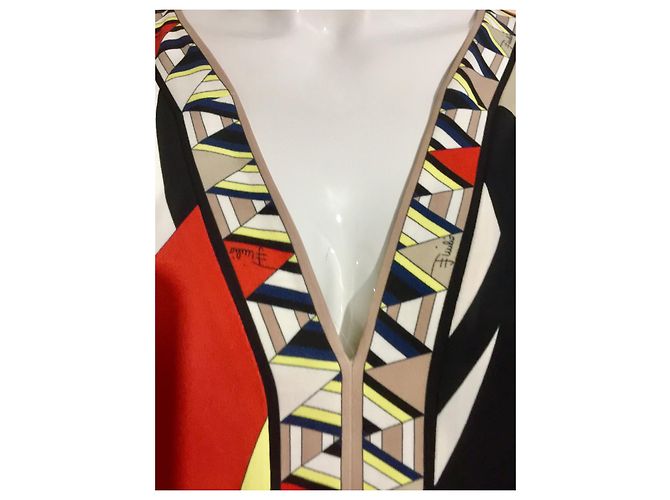 Emilio Pucci Vestido de seda con estampado de firma Multicolor - vista 6