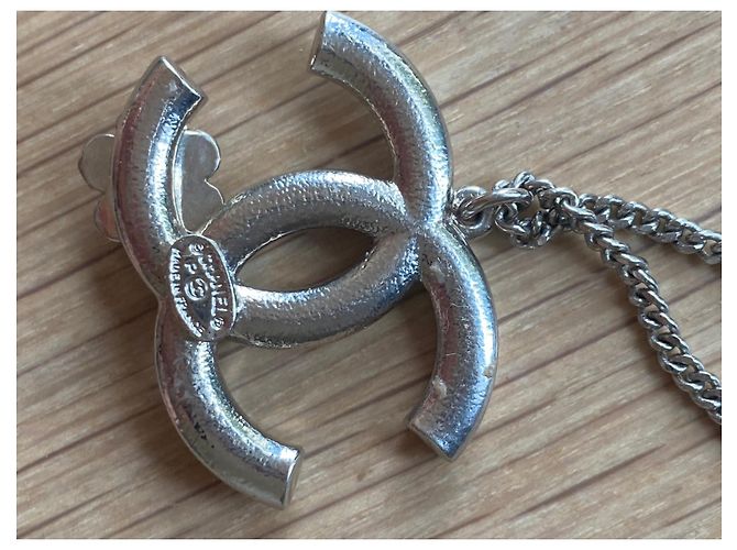 Cambon Collana vintage con logo CC Chanel Nero Argento Bianco - vista 4