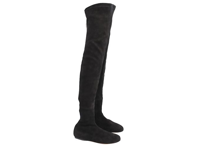 Alaïa Botas planas hasta el muslo Alaia en ante negro - vista 3