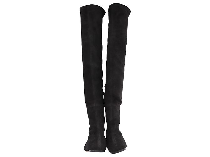 Alaïa Botas planas hasta el muslo Alaia en ante negro - vista 4