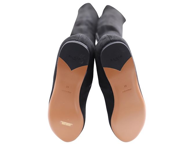 Alaïa Botas planas hasta el muslo Alaia en ante negro - vista 5