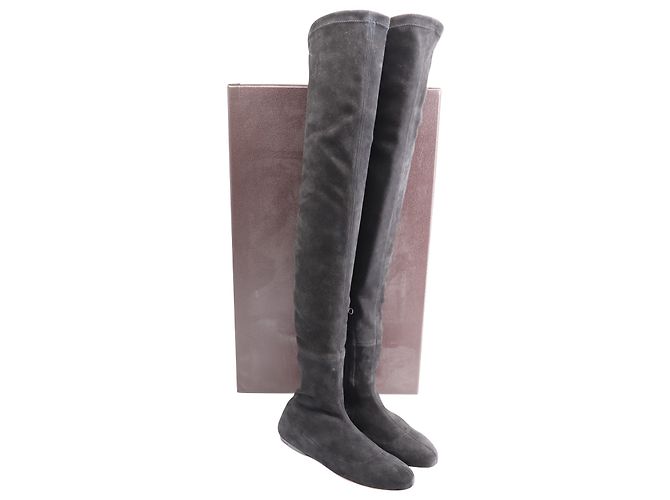 Alaïa Botas planas hasta el muslo Alaia en ante negro - vista 8
