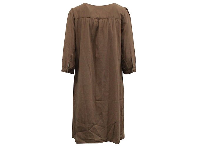 Apc EN.PAG.do. ceñido 3/4 Vestido con mangas de algodón marrón Castaño - vista 3