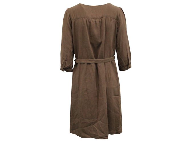 Apc EN.PAG.do. ceñido 3/4 Vestido con mangas de algodón marrón Castaño - vista 9