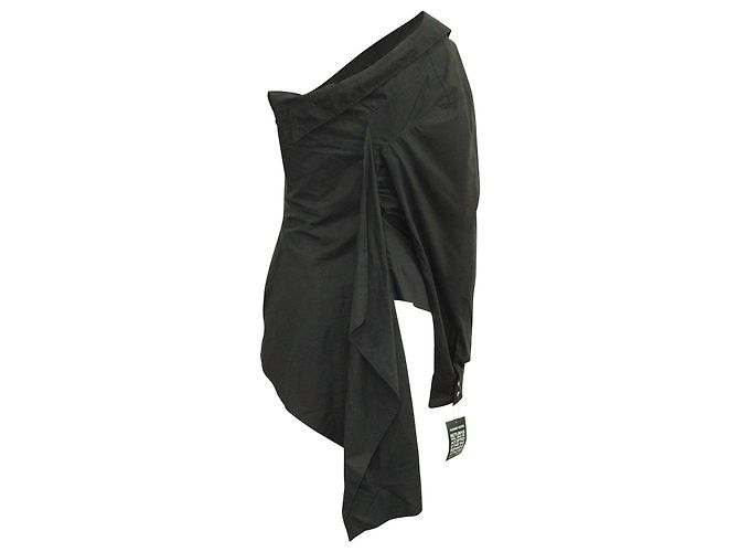 Marques Almeida Camisa Shift Assimétrica em Algodão Preto - vista 3