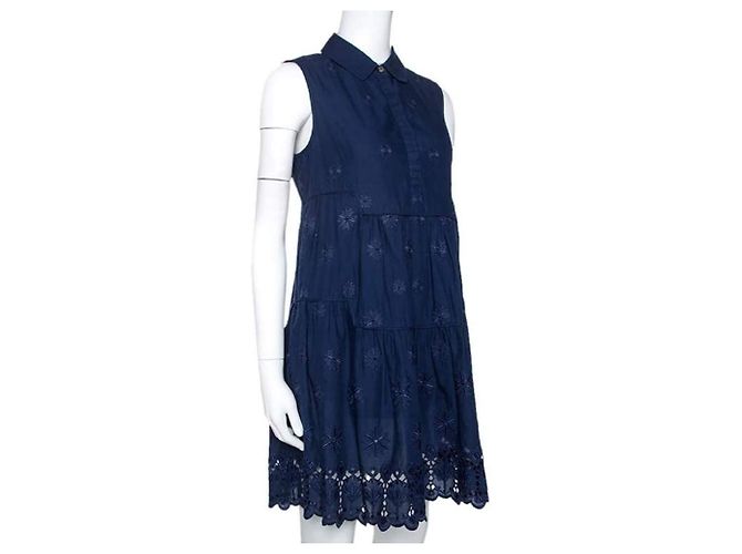 Diane Von Furstenberg Abito DvF blu scuro Kit con ricamo occhiello - vista 2