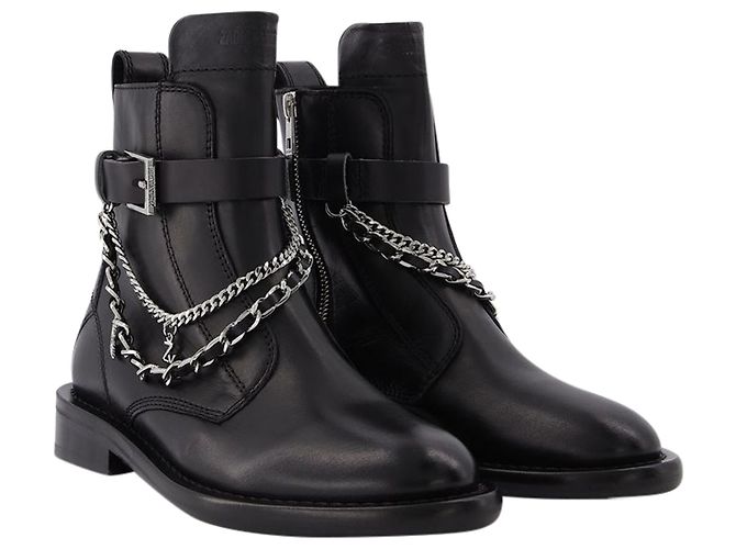 Zadig & Voltaire Joe Smooth Cowskin + Studs Pip in pelle nera - vista 2