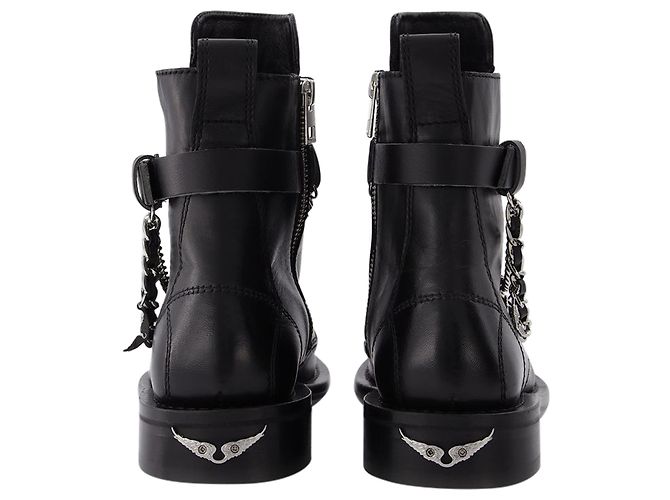 Zadig & Voltaire Joe Smooth Cowskin + Studs Pip in pelle nera - vista 3