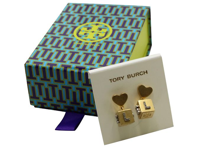 Orecchini Tory Burch Love Cube in metallo dorato D'oro Metallico - vista 5