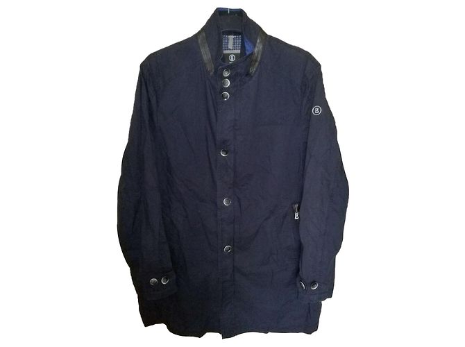 Bogner Classic Fit Light & Thin Dark Blue Cotton Summer Coat - view 2