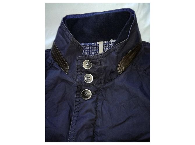 Bogner Classic Fit Light & Thin Dark Blue Cotton Summer Coat - view 6