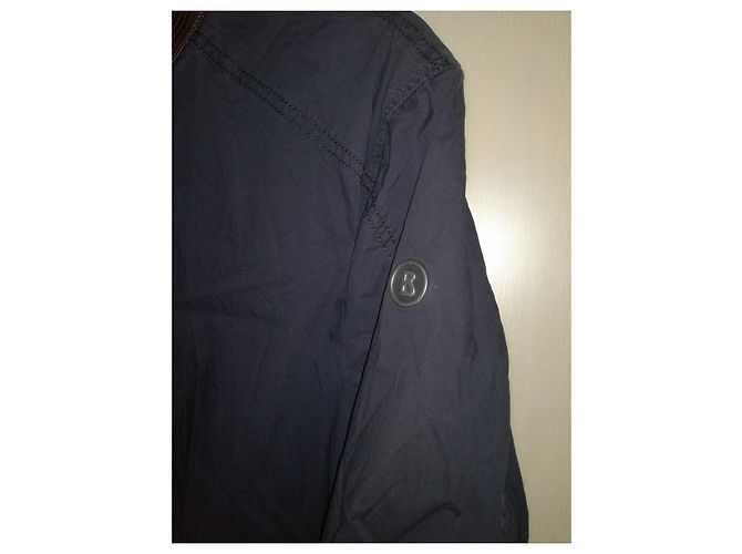 Bogner Classic Fit Light & Thin Dark Blue Cotton Summer Coat - view 9
