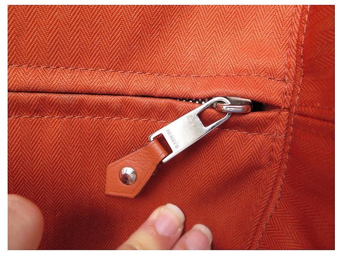 Hermès HERMES ACAPULCO MM CABAS EM LONA E BOLSA DE COURO LARANJA - vista 10
