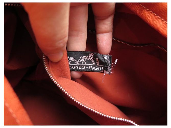 Hermès HERMES ACAPULCO MM CABAS EM LONA E BOLSA DE COURO LARANJA - vista 17