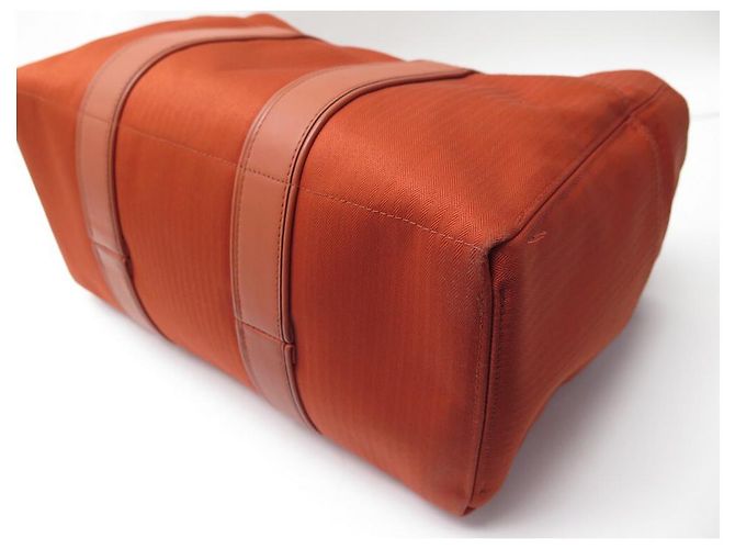 Hermès HERMES ACAPULCO MM CABAS EM LONA E BOLSA DE COURO LARANJA - vista 3