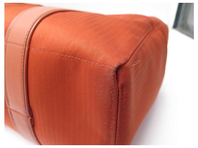 Hermès HERMES ACAPULCO MM CABAS EM LONA E BOLSA DE COURO LARANJA - vista 4