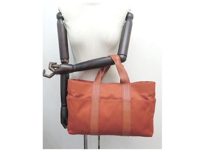 Hermès HERMES ACAPULCO MM CABAS EM LONA E BOLSA DE COURO LARANJA - vista 8