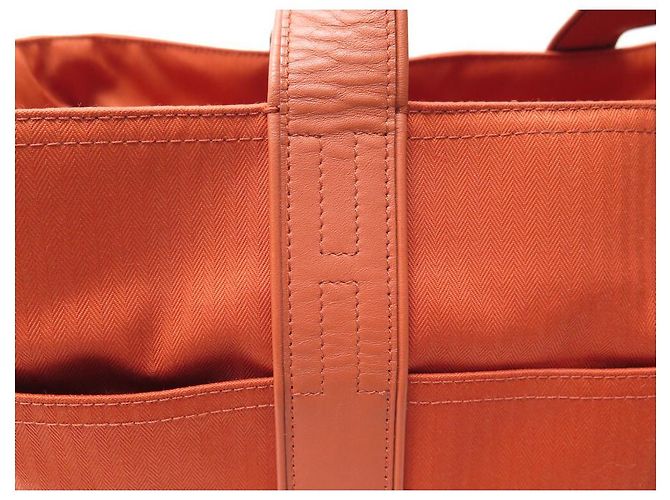 Hermès HERMES ACAPULCO MM CABAS EM LONA E BOLSA DE COURO LARANJA - vista 9