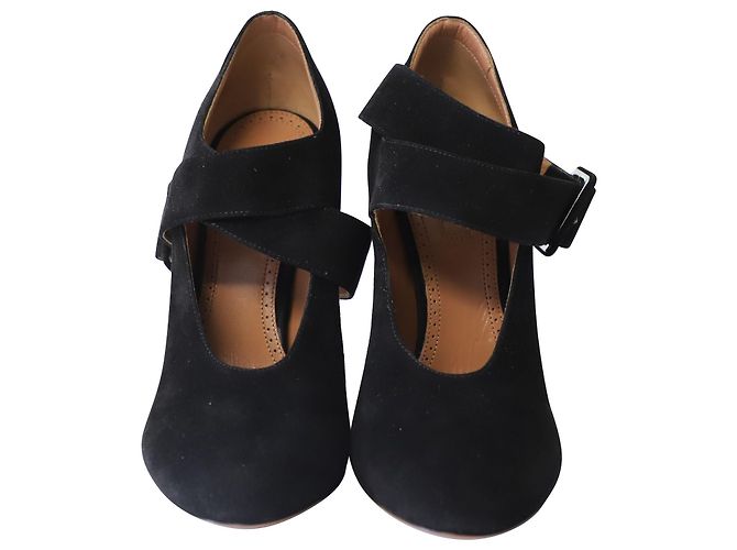 Alaïa Alaia Cross Strap Pumps aus schwarzem Wildleder - Ansicht 2