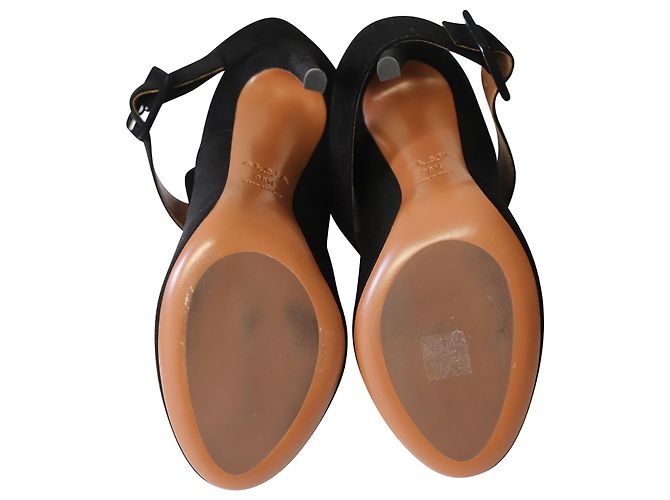 Alaïa Alaia Cross Strap Pumps aus schwarzem Wildleder - Ansicht 5