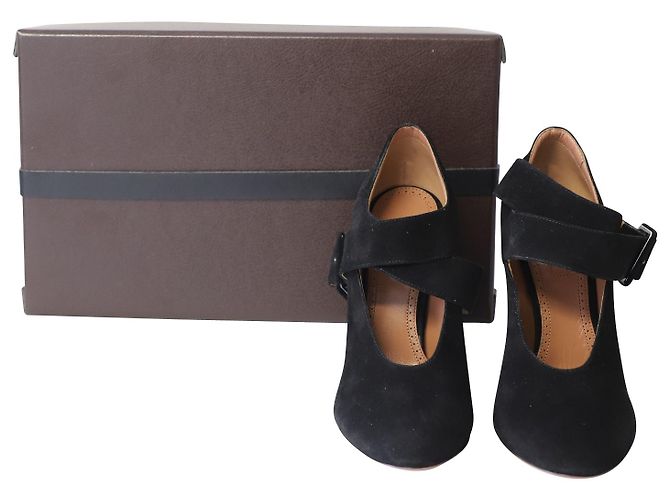 Alaïa Alaia Cross Strap Pumps aus schwarzem Wildleder - Ansicht 7