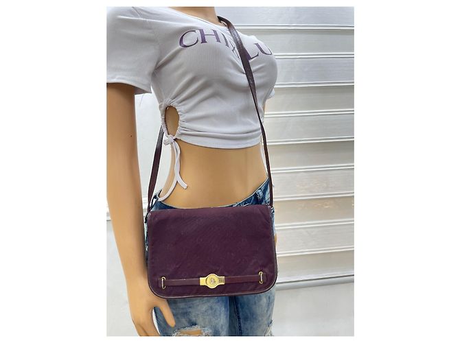 Borsa a tracolla Christian Dior in tessuto bordeaux - vista 6