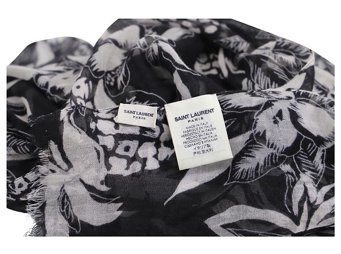 Echarpe Imprimé Ananas Saint Laurent en Soie Noire - vue 3