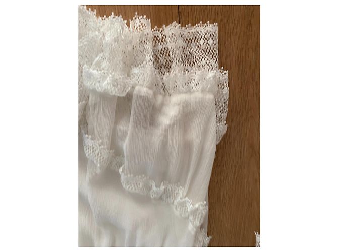 ZIMMERMANN Suraya Mido-Seidenkleid mit gerüschtem Häkelbesatz und Schweizer Punkten Weiß - Ansicht 10