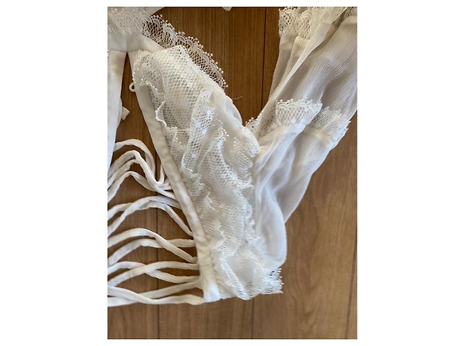 ZIMMERMANN Suraya Mido-Seidenkleid mit gerüschtem Häkelbesatz und Schweizer Punkten Weiß - Ansicht 11