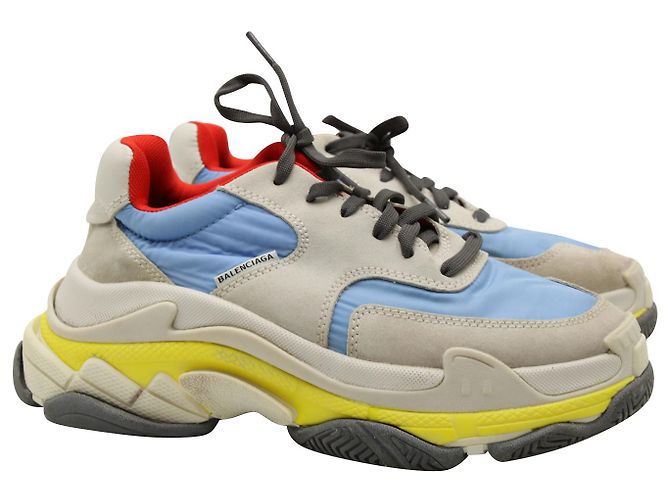 First Sneakers Triple S di Balenciaga in camoscio multicolor - vista 3