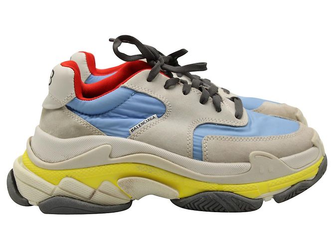 First Sneakers Triple S di Balenciaga in camoscio multicolor - vista 4
