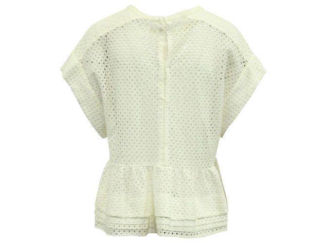 IRO Glen Layered Peplum Bluse aus cremefarbenem Nylon Weiß Roh - Ansicht 3