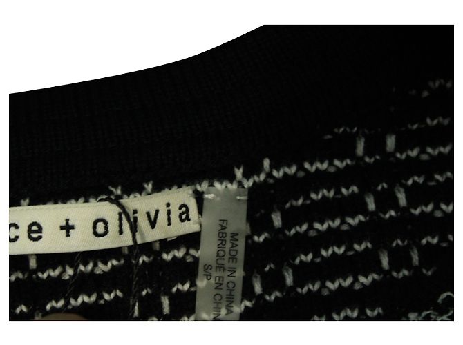 Alice + Olivia Einfarbige, mit Tweed verzierte Georgia-Jacke aus schwarzer Baumwolle - Ansicht 6