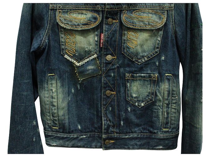 Dsquared2 Giacca di jeans con ricamo Blu - vista 3
