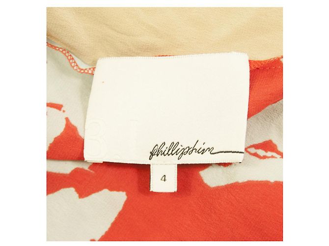 3.1 Phillip Lim Seidentop mit Spaghettiträgern, Blau, Orange, Beige, Blumenmuster 4 Rot - Ansicht 3