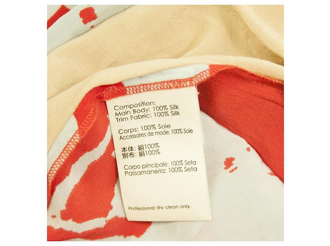 3.1 Phillip Lim Seidentop mit Spaghettiträgern, Blau, Orange, Beige, Blumenmuster 4 Rot - Ansicht 4