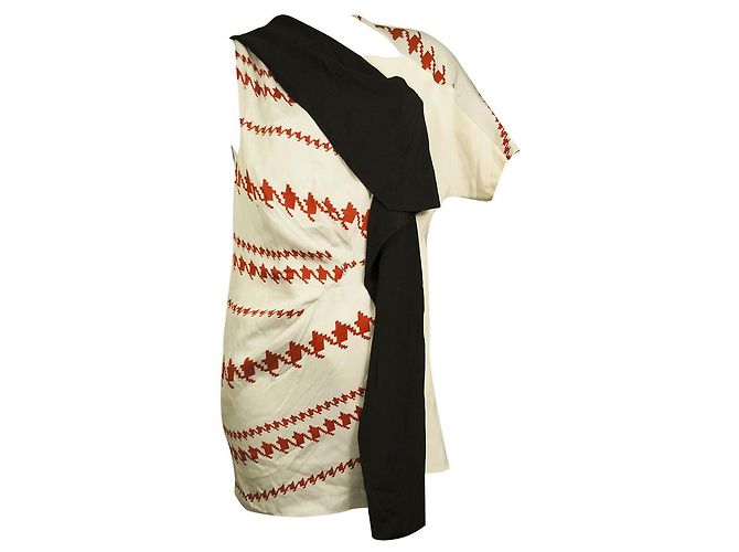 3.1 Phillip Lim 3.1 Top lungo o mini abito con pannello nero pied de poule bianco arancione Phillip Lim Multicolore - vista 6
