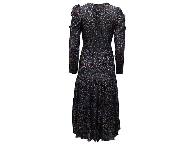 Vestido estampado Ulla Johnson Miya com design Twist Front em viscose azul marinho - vista 2