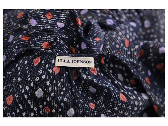 Vestido estampado Ulla Johnson Miya com design Twist Front em viscose azul marinho - vista 4