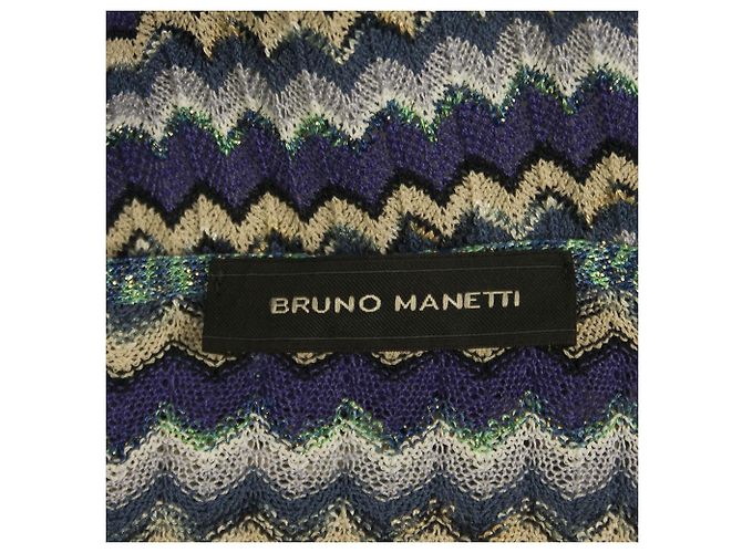 Bruno Manetti Purple Hues Metallic Shine Striped Long Cardi Strickjacke Gr 48 Lila - Ansicht 3