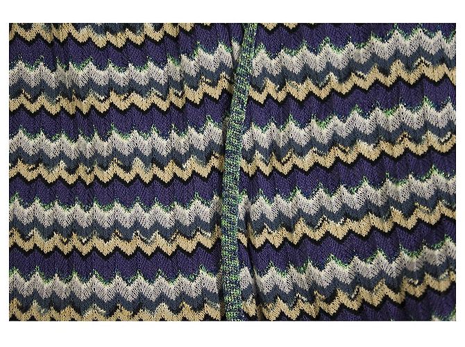 Bruno Manetti Purple Hues Metallic Shine Striped Long Cardi Strickjacke Gr 48 Lila - Ansicht 4