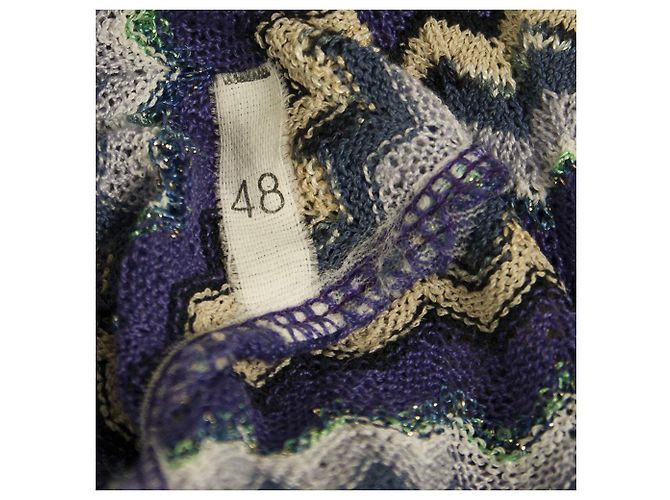 Bruno Manetti Purple Hues Metallic Shine Striped Long Cardi Strickjacke Gr 48 Lila - Ansicht 6