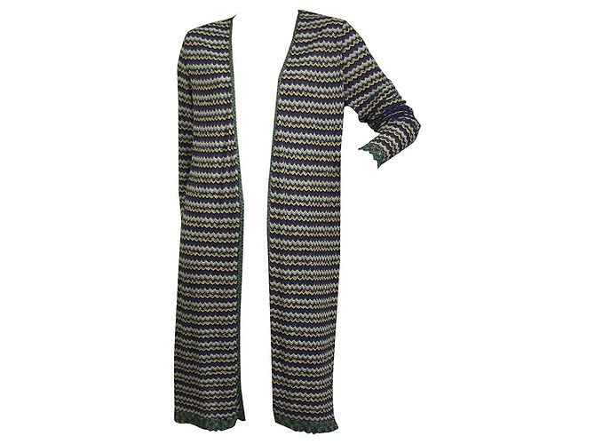 Bruno Manetti Purple Hues Metallic Shine Striped Long Cardi Strickjacke Gr 48 Lila - Ansicht 7