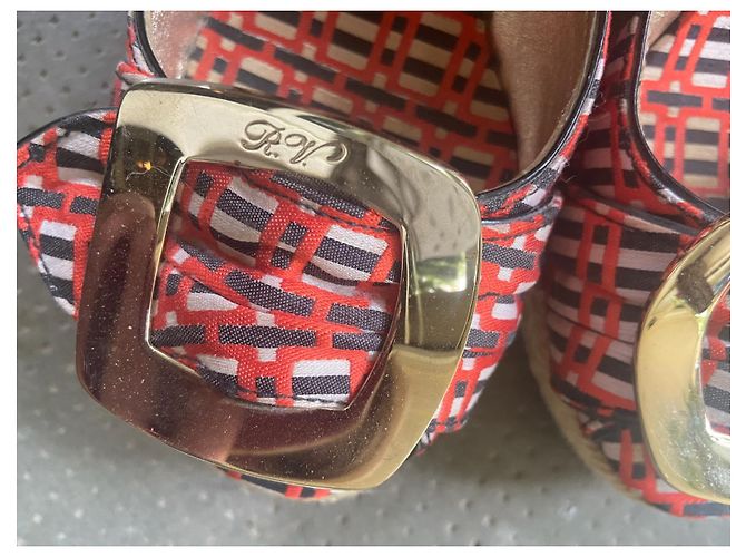 Sandali con zeppa espadrillas Roger Vivier Nero Rosso Beige - vista 6