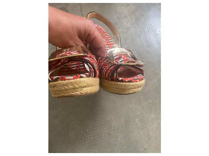 Sandali con zeppa espadrillas Roger Vivier Nero Rosso Beige - vista 7