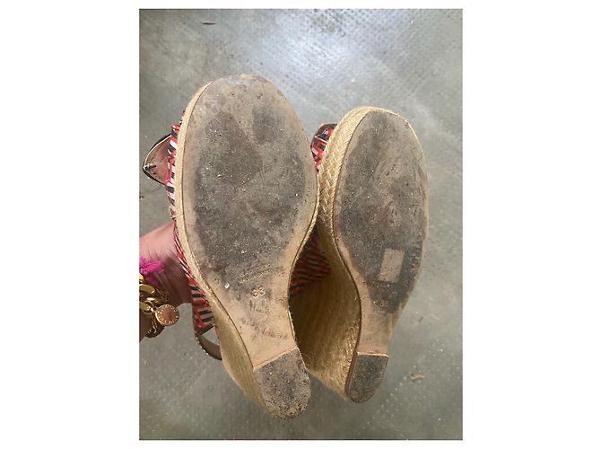 Sandali con zeppa espadrillas Roger Vivier Nero Rosso Beige - vista 8