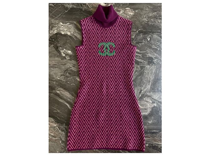 Chanel CC Kleid Lila Kaschmir - Ansicht 2