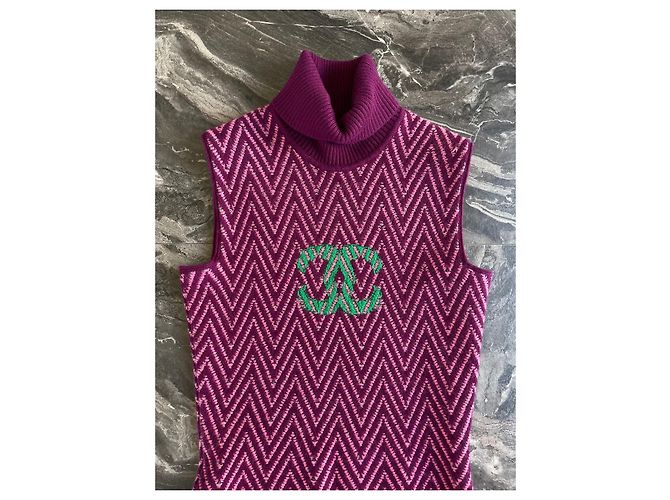 Chanel CC Kleid Lila Kaschmir - Ansicht 3