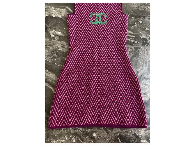 Chanel CC Kleid Lila Kaschmir - Ansicht 5