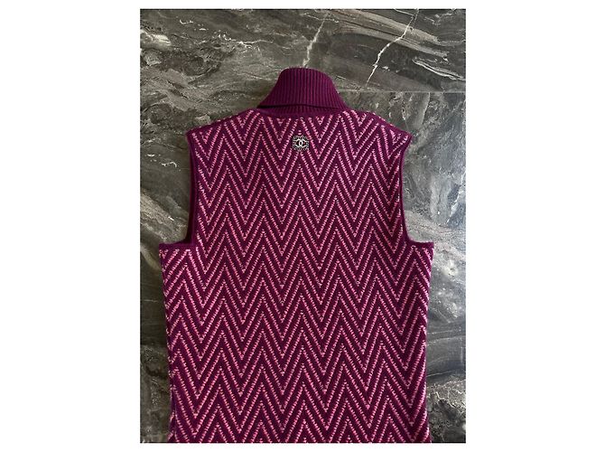 Chanel CC Kleid Lila Kaschmir - Ansicht 7